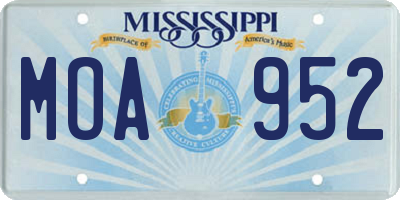 MS license plate MOA952