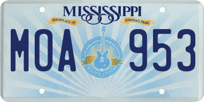 MS license plate MOA953