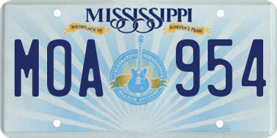 MS license plate MOA954