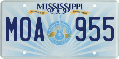 MS license plate MOA955