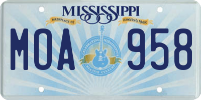 MS license plate MOA958