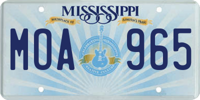 MS license plate MOA965