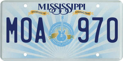MS license plate MOA970