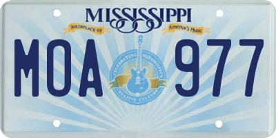 MS license plate MOA977
