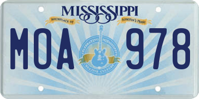 MS license plate MOA978