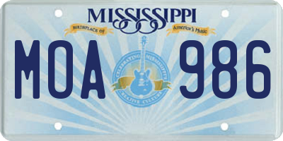 MS license plate MOA986