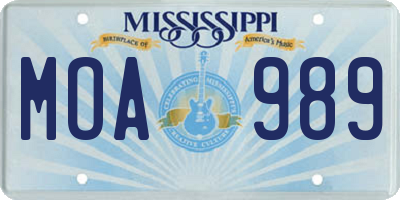 MS license plate MOA989
