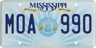 MS license plate MOA990