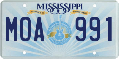 MS license plate MOA991