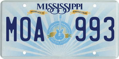 MS license plate MOA993