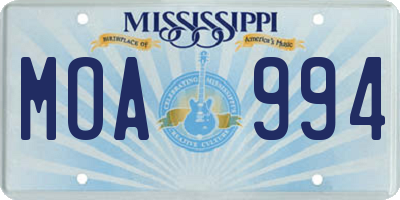 MS license plate MOA994