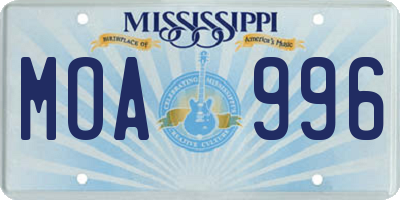MS license plate MOA996