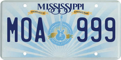 MS license plate MOA999
