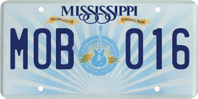 MS license plate MOB016