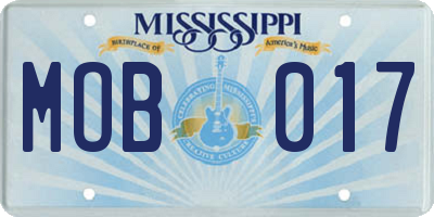 MS license plate MOB017