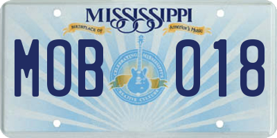 MS license plate MOB018