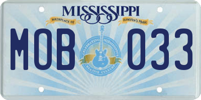 MS license plate MOB033