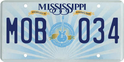 MS license plate MOB034