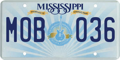 MS license plate MOB036