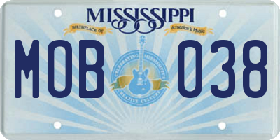 MS license plate MOB038