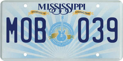 MS license plate MOB039