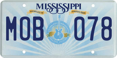 MS license plate MOB078