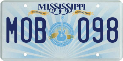 MS license plate MOB098