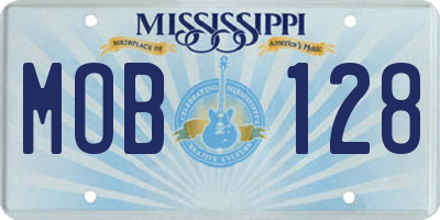 MS license plate MOB128