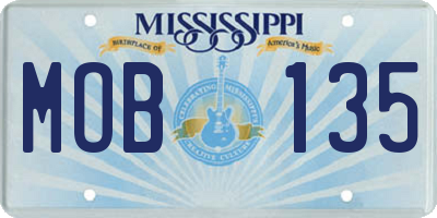 MS license plate MOB135