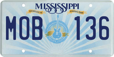 MS license plate MOB136