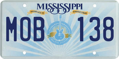 MS license plate MOB138