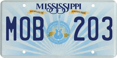 MS license plate MOB203