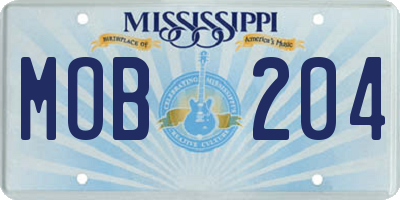 MS license plate MOB204
