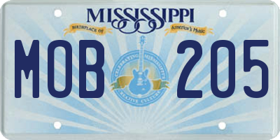 MS license plate MOB205