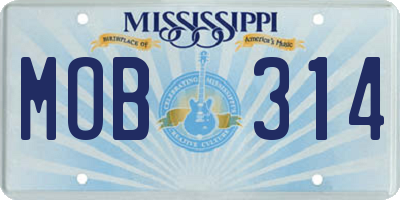 MS license plate MOB314