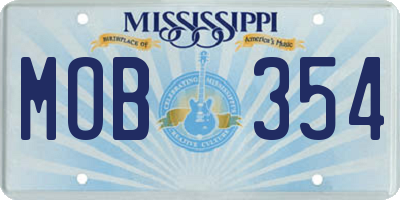 MS license plate MOB354