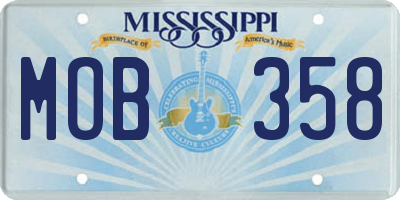 MS license plate MOB358