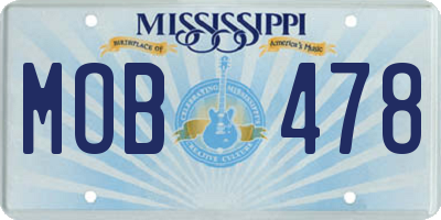 MS license plate MOB478