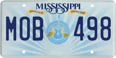 MS license plate MOB498
