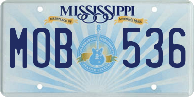 MS license plate MOB536