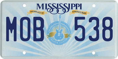 MS license plate MOB538