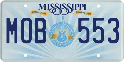 MS license plate MOB553