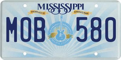 MS license plate MOB580