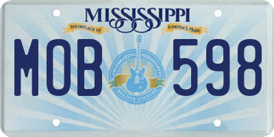MS license plate MOB598