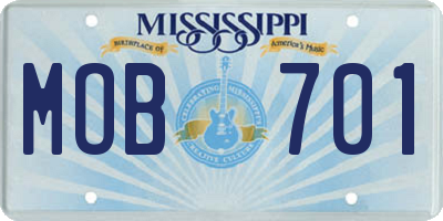 MS license plate MOB701