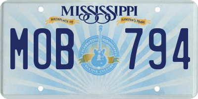 MS license plate MOB794