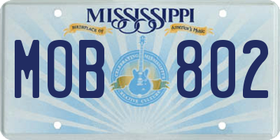 MS license plate MOB802