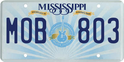 MS license plate MOB803