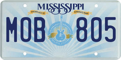 MS license plate MOB805