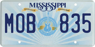 MS license plate MOB835